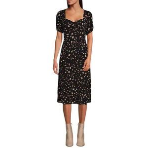 NEW Sanctuary Black Sweetheart Neck Puff-Sleeve Midi Dress 20W